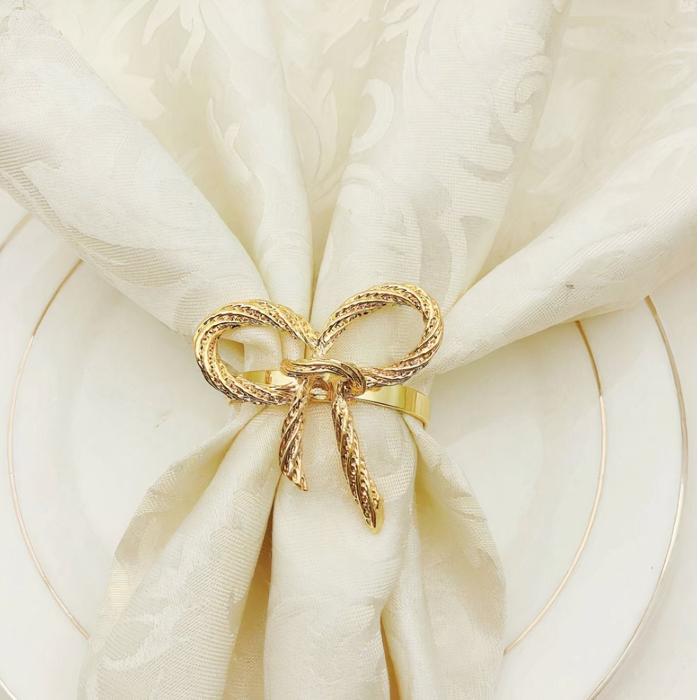 Bow Napkin Ring Set of 6 for Home Decor