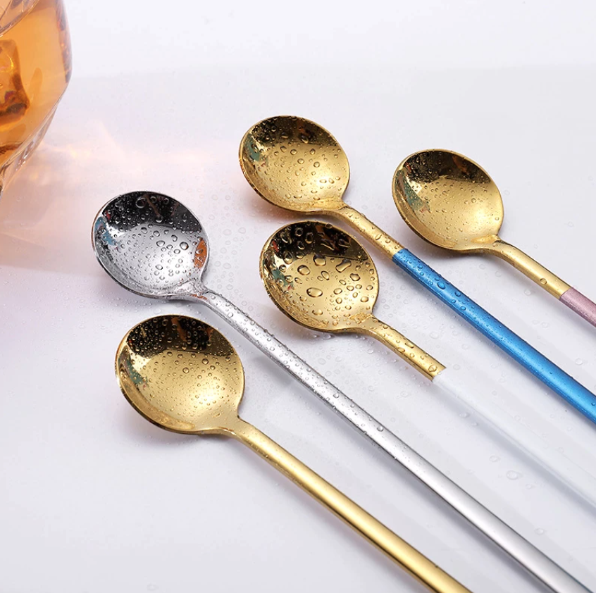 Trendy Espresso & Dessert Spoon Set with 4 Pieces