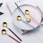 Trendy Espresso & Dessert Spoon Set with 4 Pieces