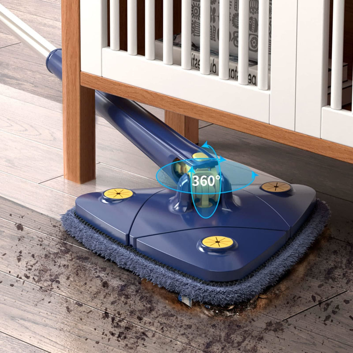 Triangular 360-Degree Cleaning Mop with Self-Wringing Mechanism