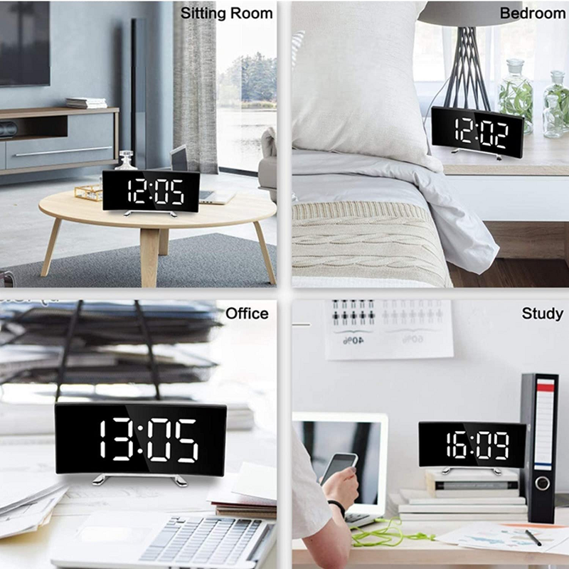 LED Lighting large digital display | Curved LED Digital Clock - Amedea