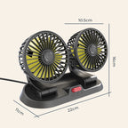 Mini swivel fan with double head for the car