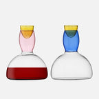 Chalice and carafe made of colored glass by Phillips