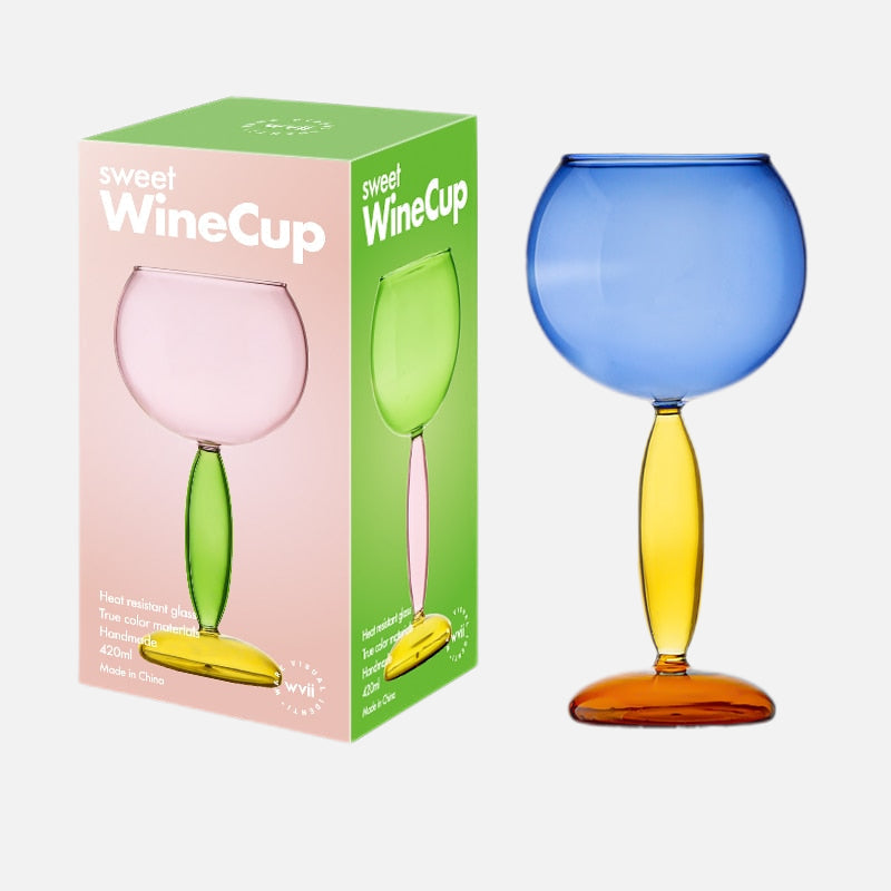 Chalice and carafe made of colored glass by Phillips