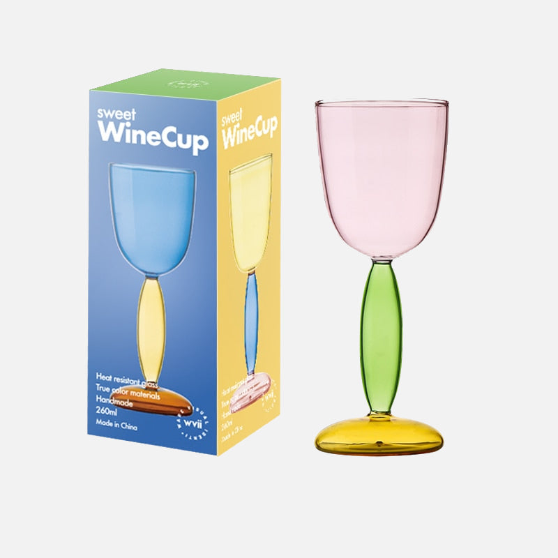 Chalice and carafe made of colored glass by Phillips
