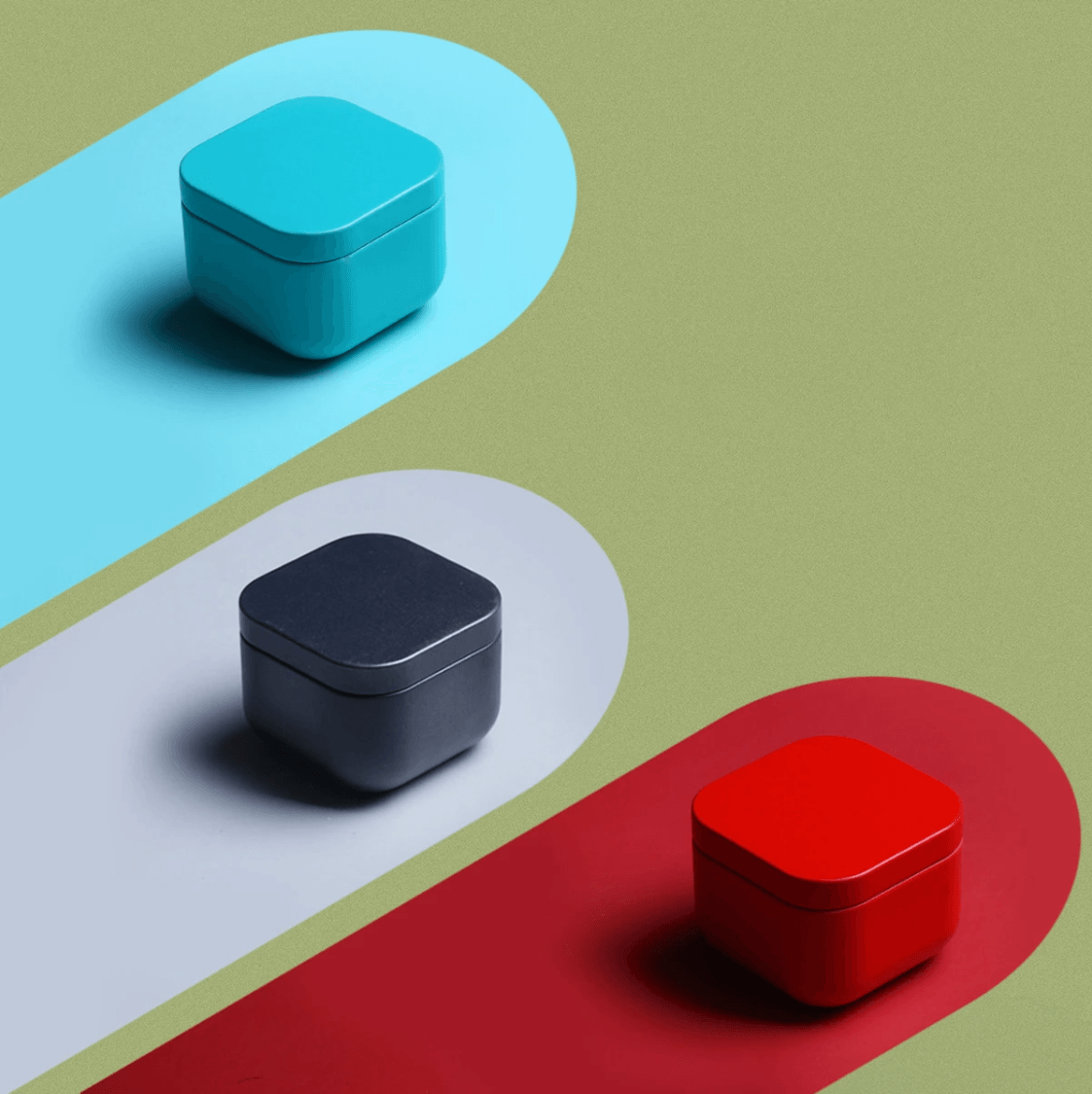 Colorful storage box | Small metal tea, candy, pill container