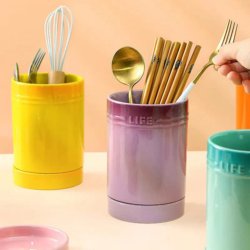 Colorful Kitchen Utensil Organizer made of Ceramic