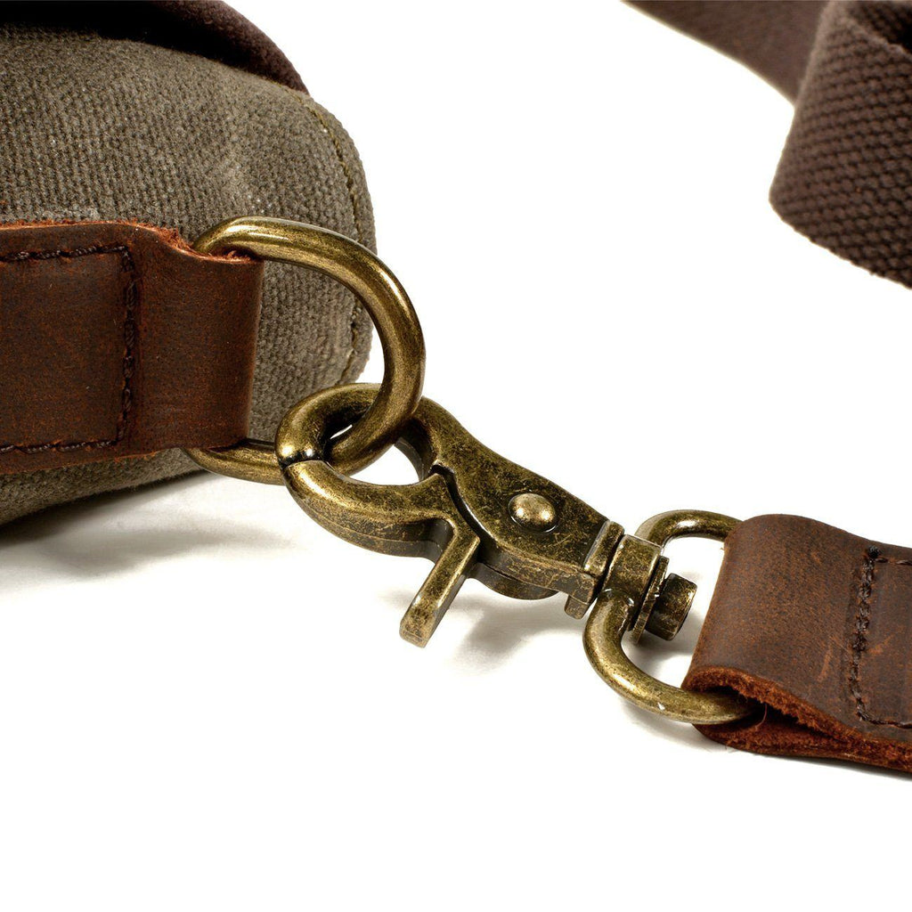 HorizonPath - Compact Vintage Shoulder Bag - High-Quality Waxed Cotton and Full-Grain Leather