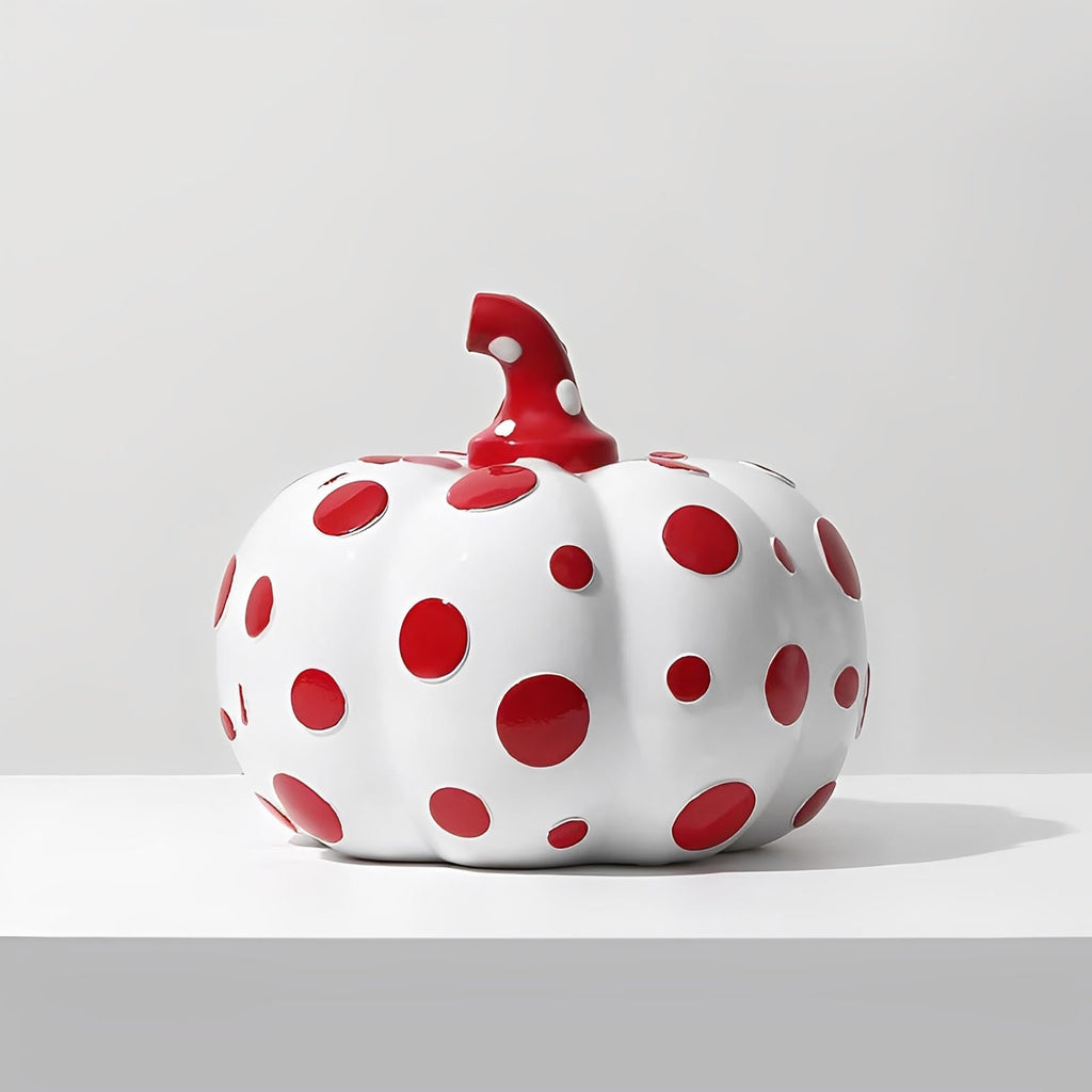 Polka Dot Resin Pumpkin Decor | Glossy Fall Ornament Set | Durable Sculpted Finish | PumpkinCharm