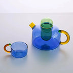 Contrasting Color Glass Teapot Set – Stylish & Heat Resistant Design