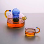 Contrasting Color Glass Teapot Set – Stylish & Heat Resistant Design