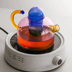 Contrasting Color Glass Teapot Set – Stylish & Heat Resistant Design