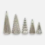 GlansPine LED Pine Set – 5-piece Silver Christmas Decoration with Warm Light