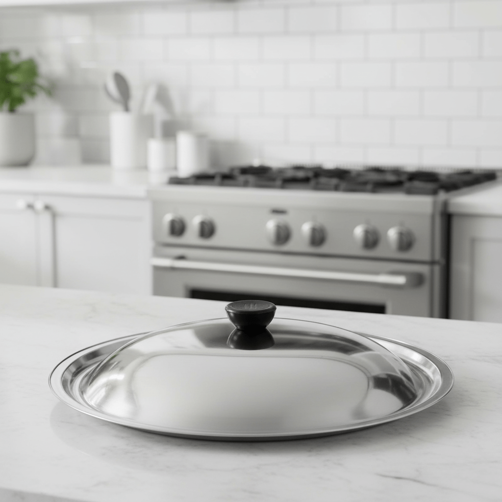 CookShield – Universal Stainless Steel Lid for Pans & Woks