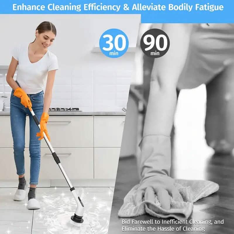 Wireless electric double-adjustable speed spin scrubber