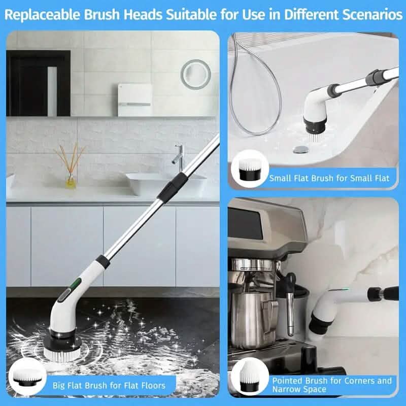 Wireless electric double-adjustable speed spin scrubber
