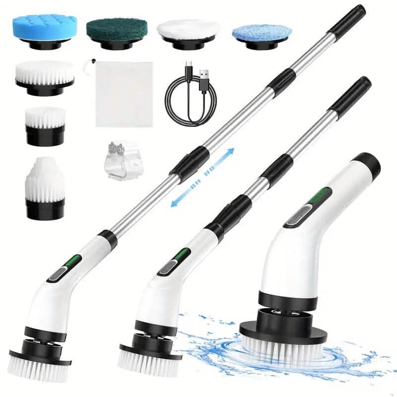 Wireless electric double-adjustable speed spin scrubber