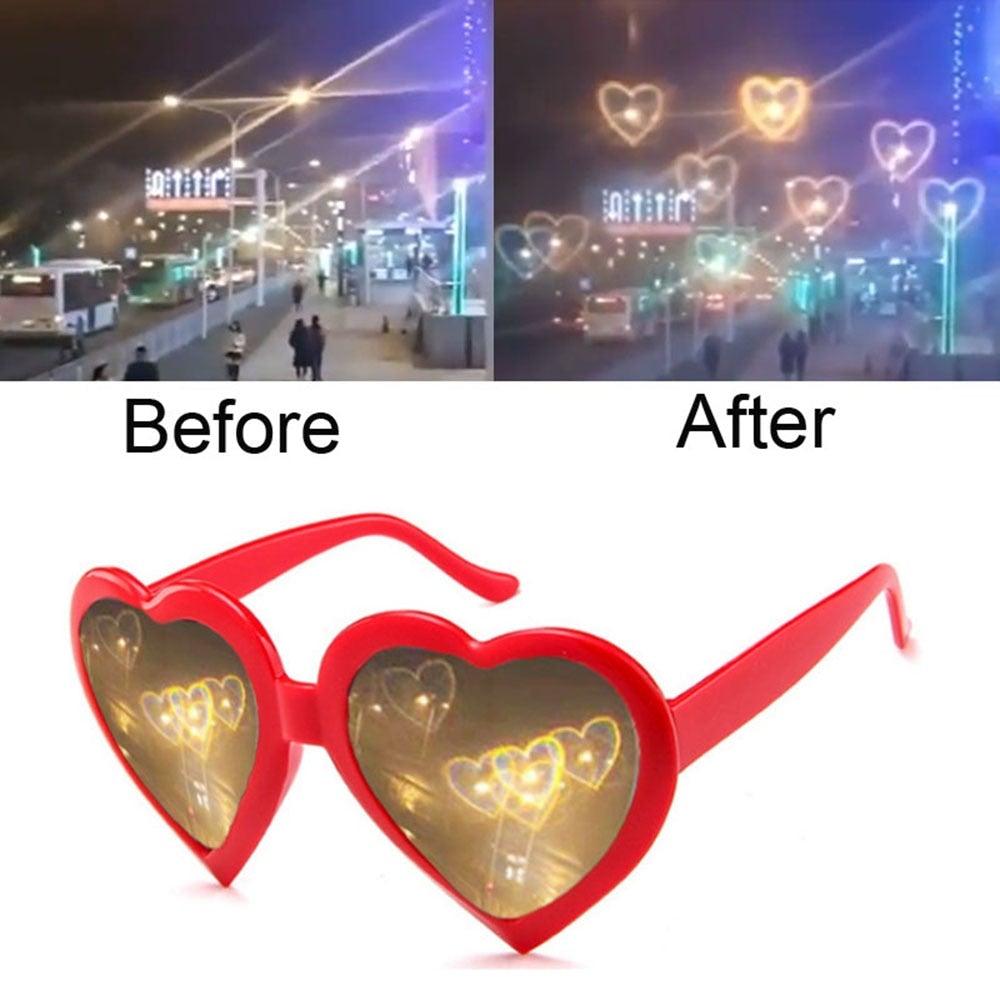 Heart-shaped diffractive glasses