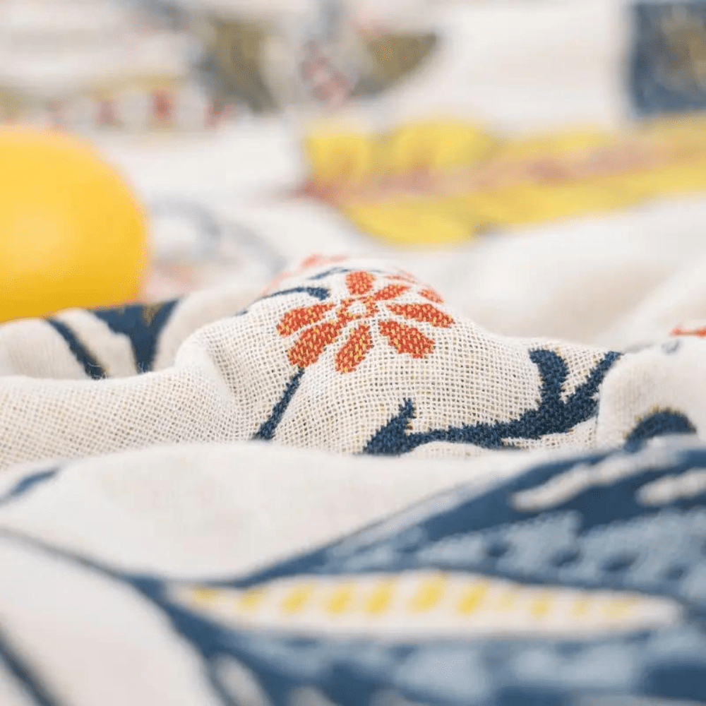 MEADOWNEST BLANKET – Rustic Cotton Blanket with Floral Pattern & Reversible Design