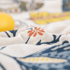 MEADOWNEST BLANKET – Rustic Cotton Blanket with Floral Pattern & Reversible Design