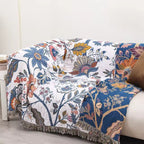 MEADOWNEST BLANKET – Rustic Cotton Blanket with Floral Pattern & Reversible Design