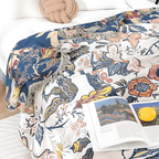 MEADOWNEST BLANKET – Rustic Cotton Blanket with Floral Pattern & Reversible Design