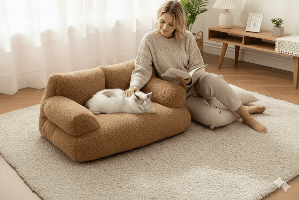 CozyCloud Bolster – Calming Pet Bed with Washable Cover for Dogs and Cats