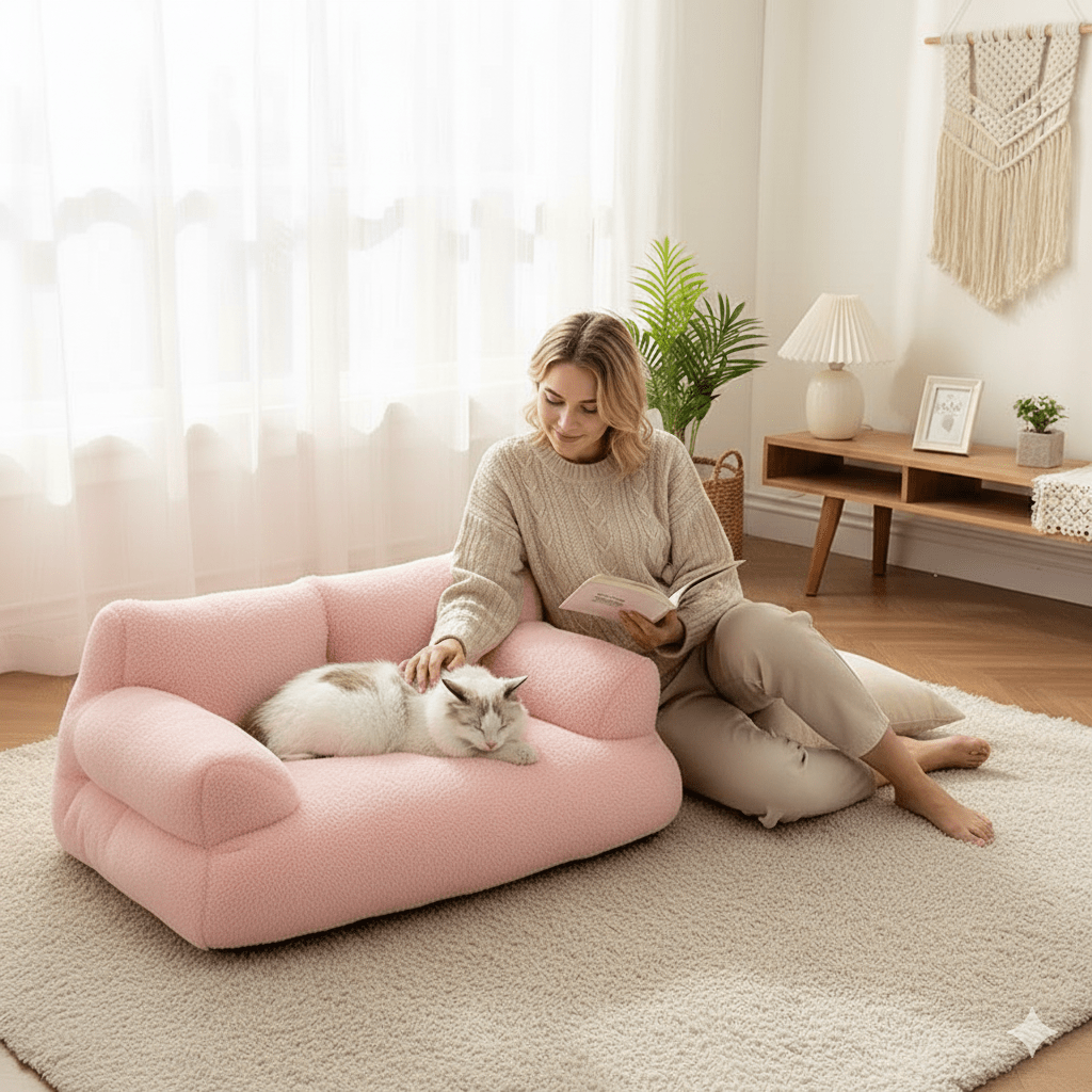 CozyCloud Bolster – Calming Pet Bed with Washable Cover for Dogs and Cats
