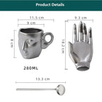 Coffee Cup Set with Minimalist Face Shape