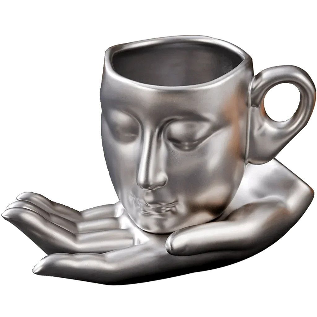 Coffee Cup Set with Minimalist Face Shape