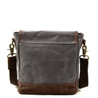 HorizonPath - Compact Vintage Shoulder Bag - High-Quality Waxed Cotton and Full-Grain Leather