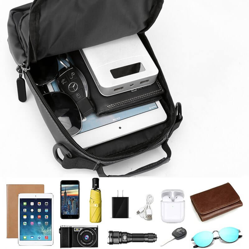 Waterproof Oxford Crossbody Bag, Anti-Theft Sling Bag, USB Charging & Multi-Pocket Design