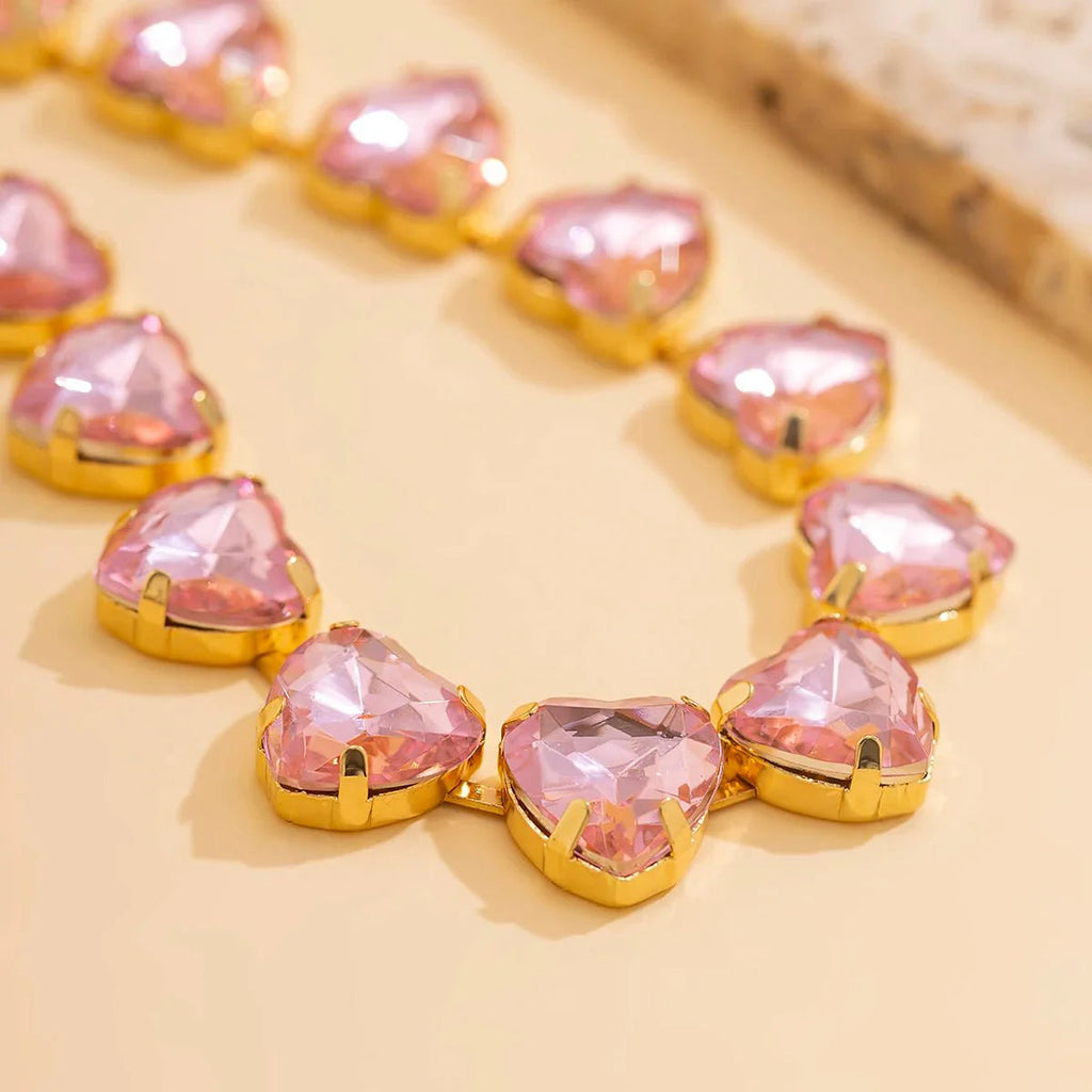 Crystal Heart Choker Necklace