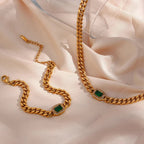 Cuban Chain Square Cut Diamond Choker and Bracelet