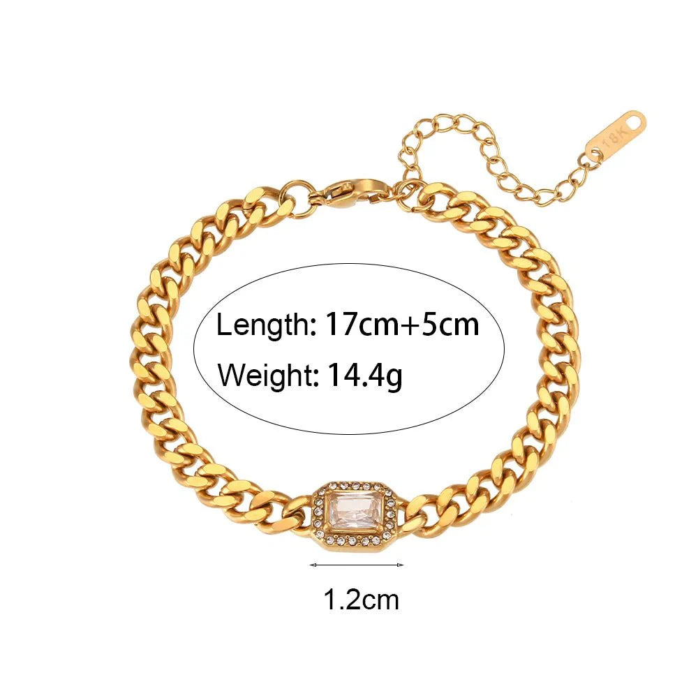 Cuban Chain Square Cut Diamond Choker and Bracelet
