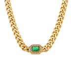 Cuban Chain Square Cut Diamond Choker and Bracelet