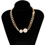 Cuban Link Chain Pearl Ends Necklace