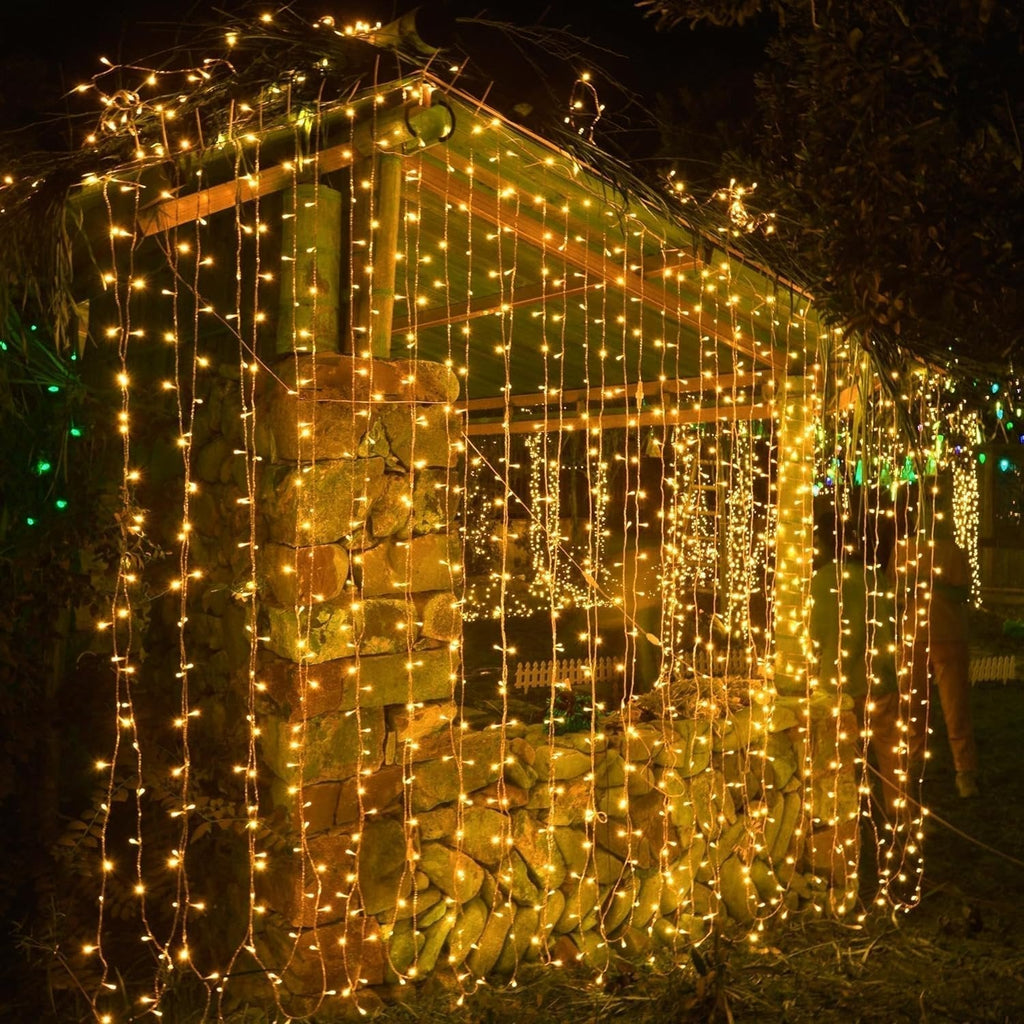 Curtain Christmas Lights 8 Modes Control - Remote Control Christmas Decorative Hanging String Lights