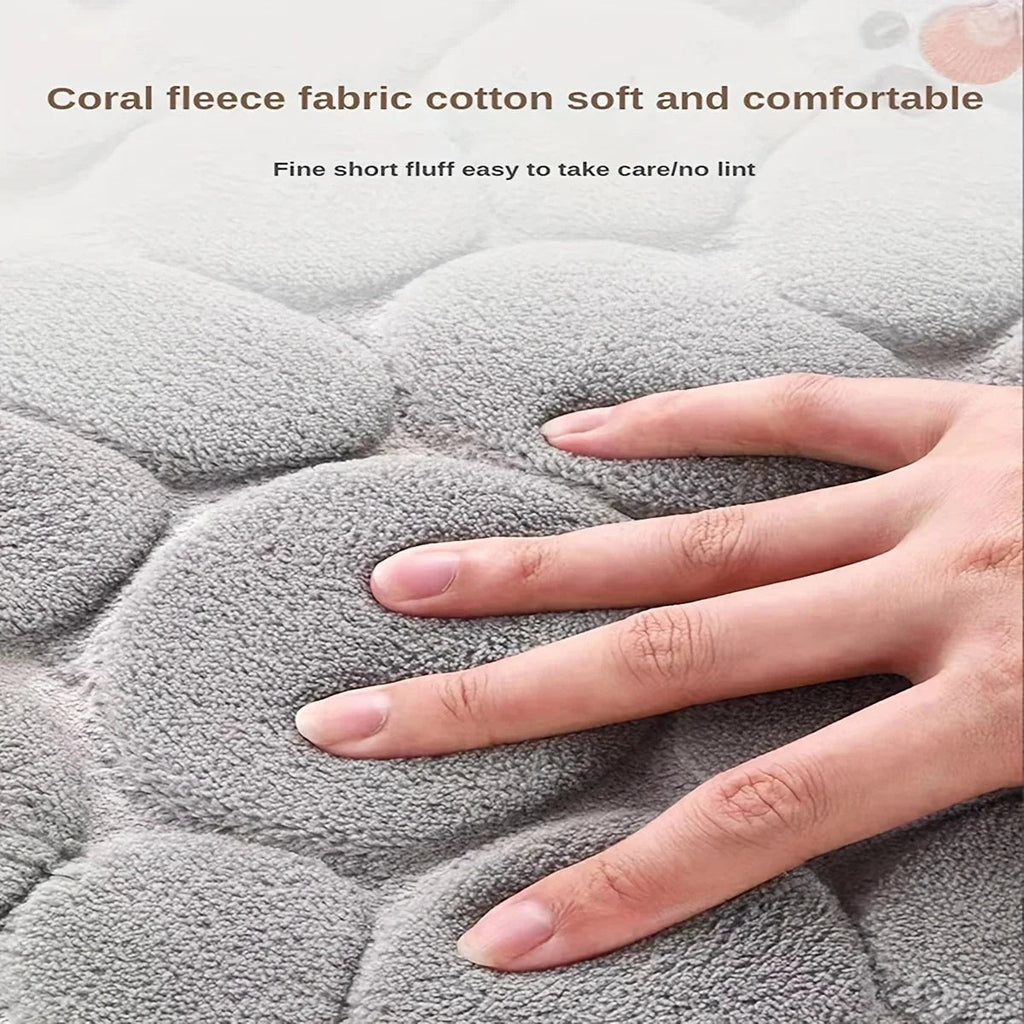 Curved Bathroom Mat - Thick Absorbent Non-Slip Bath Mat for Bathroom Safety