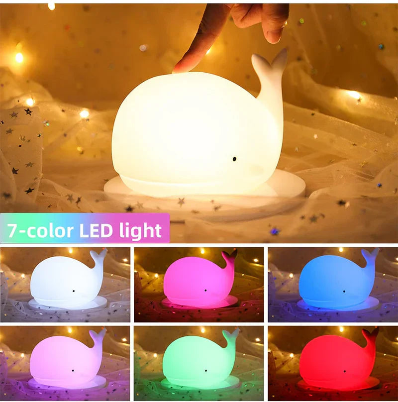 Cute Whale Night Light with Colour Changing - GlowWhale
