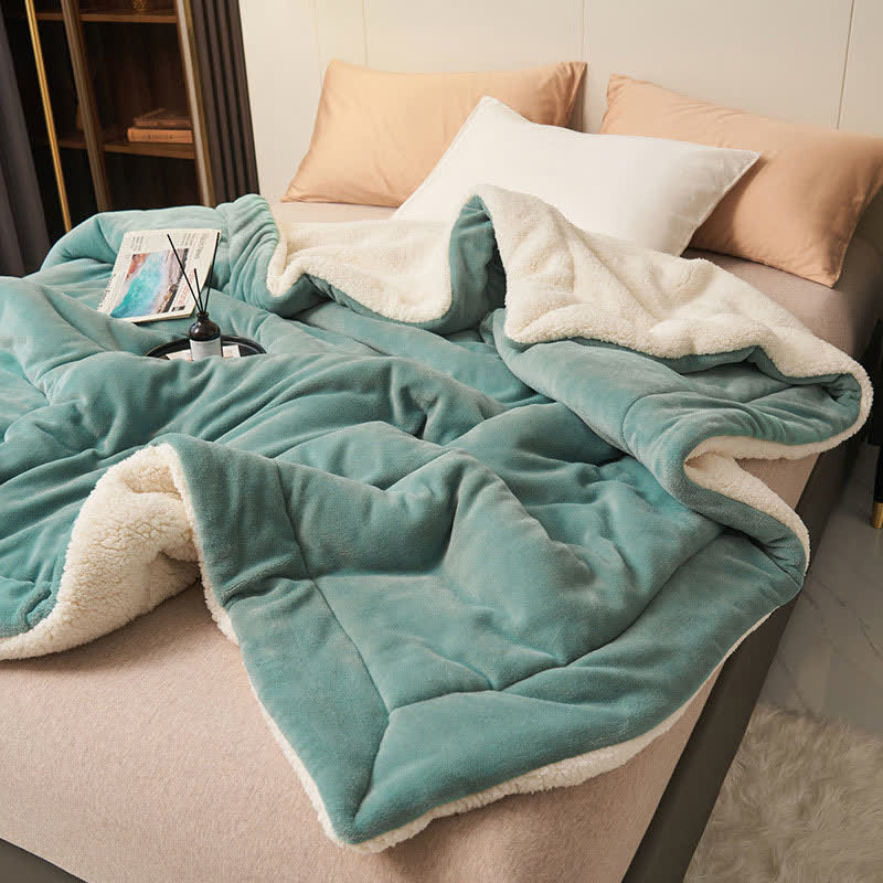 Solid thick double-sided velvet cube blanket