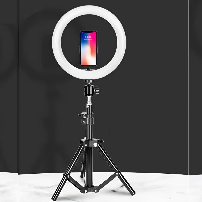 10-Inch LED Ring Light with Adjustable Stand and Phone Holder - Ideal for Makeup, Photography, and Vlogging