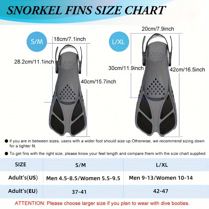 Snorkel fins SeaVana Glide | Adjustable & Short | Open Heel | For Travel & Leisure | Unisex