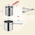 Stainless steel deep fryer with anti-scald handle & oil-saving design