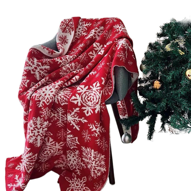 Christmas Nordic Knitted Snowflake Blanket