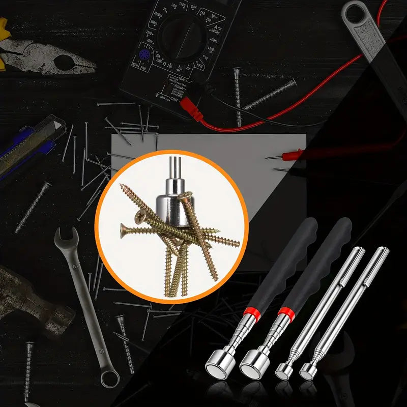 3-in-1 Telescopic Magnetic Grabbing Tool – Stainless Steel, Non-Electric
