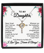 Daughter Necklace Gift | Cross Pendant with Cubic Zirconia | Silver-Plated | 16–18" Chain