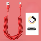 Universal Spring Telescopic Fast Charging Cable USB-C & Lightning