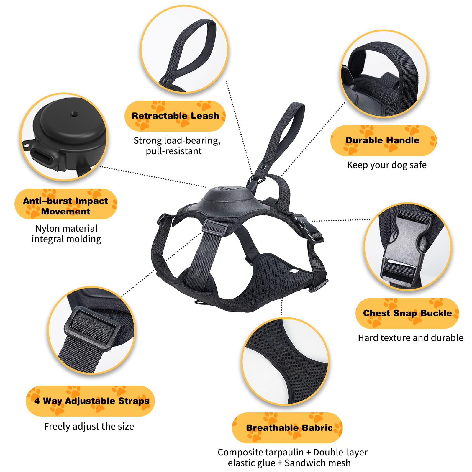 mamymarket™ - Dog Harness and Retractable Leash Set All-in-One