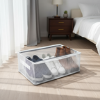 Foldable Stackable Shoe Storage Organizer, Clear Design